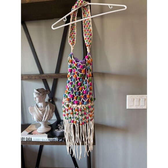 Retrofete Pasha Crochet Beaded Fringe Bag